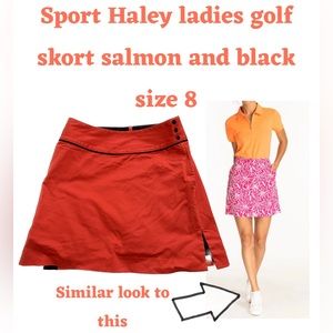 Sport Haley ladies golf exercise jogging skort salmon orange & black sz 8 skirt